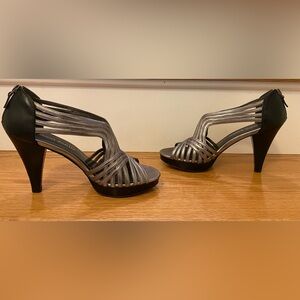 Franco Sarto heels, silver/grey color, size 7.5. Heel height 4 inches